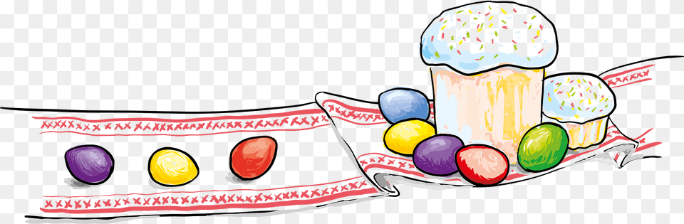 Easter Eggs With Cake Clipart, Food, Sweets Png