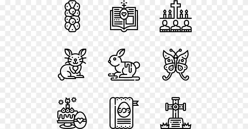 Easter Farm Icons, Gray Png