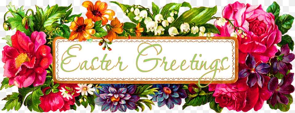 Easter Greeting Digital Wildflowers Rectangle Floral Frame, Art, Plant, Pattern, Graphics Free Png Download