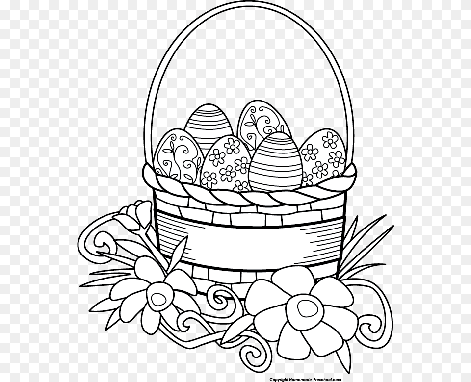 Easter Images Black And White, Basket, Art, Egg, Food Png