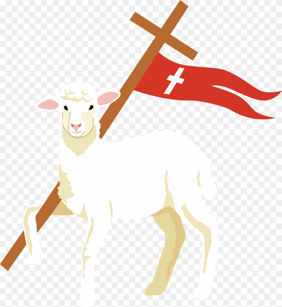 Easter Lamb And Jesus39s Cross Clipart, Animal, Livestock, Mammal, Sheep Free Png