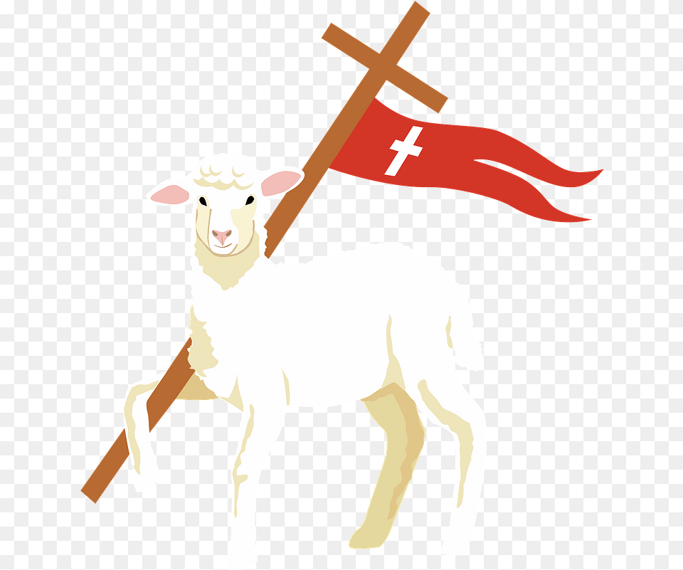 Easter Lamb And Jesusu0027s Cross Clipart Download Animal Figure, Livestock, Mammal, Sheep, Symbol Png