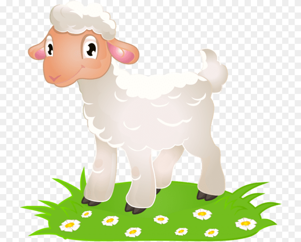 Easter Lamb With Grass Images Cartoon, Livestock, Animal, Lion, Mammal Free Png Download