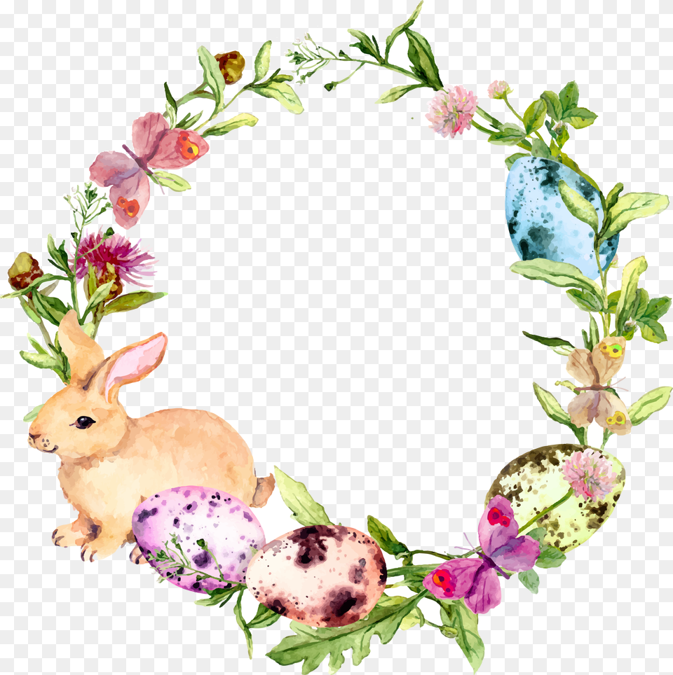 Easter Printed Designs Easter Wreath Watercolour, Animal, Mammal, Rabbit Free Png