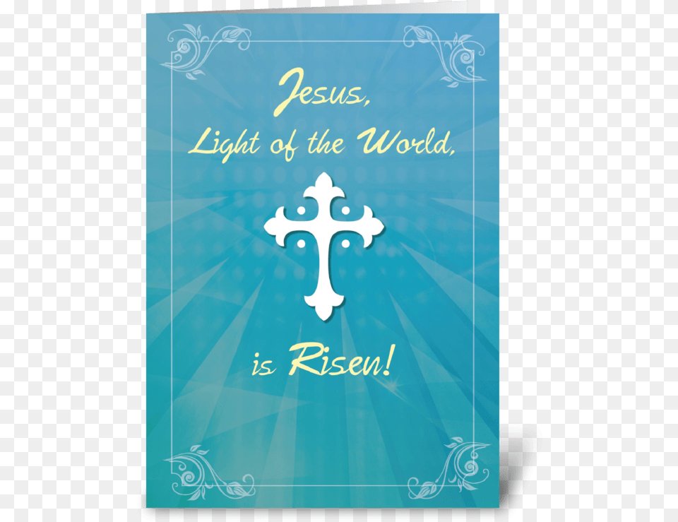 Easter Religious Cross And Rays On Teal Greeting Card Poster, Advertisement, Mail, Greeting Card, Envelope Png