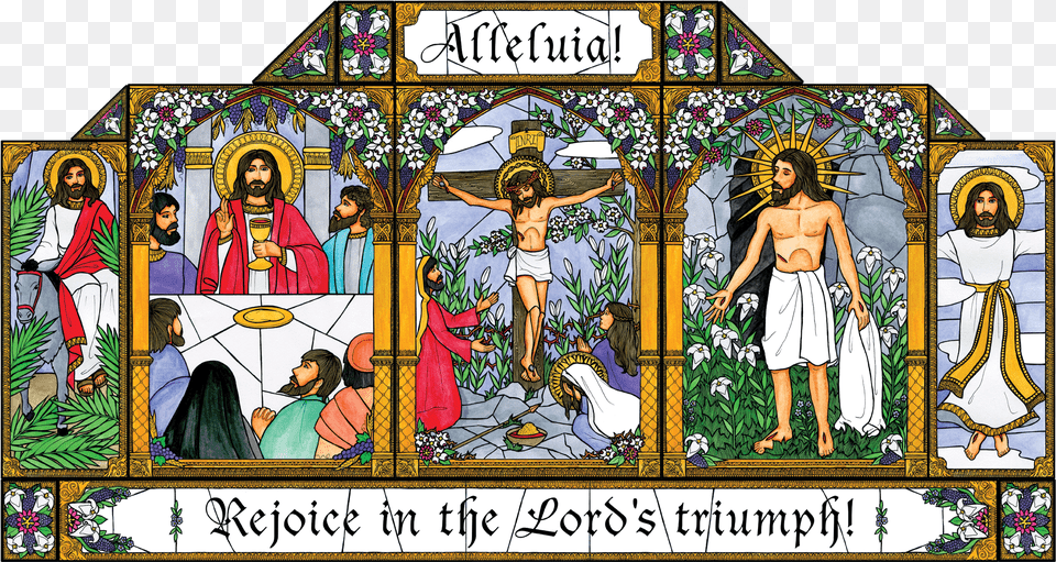 Easter Resurrection Stained Glass Easter Triduum Stained Glass, Publication, Comics, Book, Adult Free Png