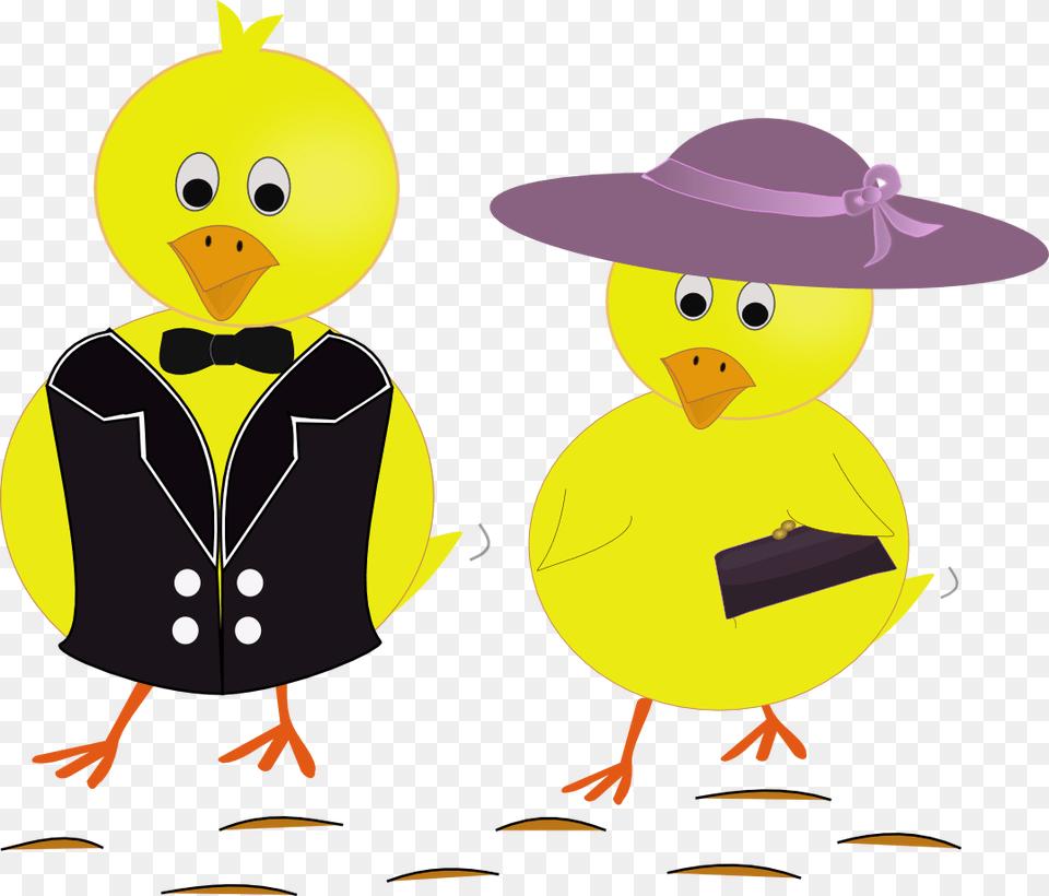 Easter Sunday Chicks Drawn In Inkscape Bird Embroidery, Clothing, Hat, Animal, People Png Image