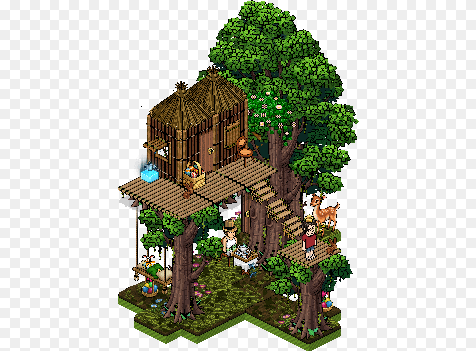 Easter Treehouse Bundle Habbo Room Treehouse, Architecture, Plant, Housing, House Free Png Download
