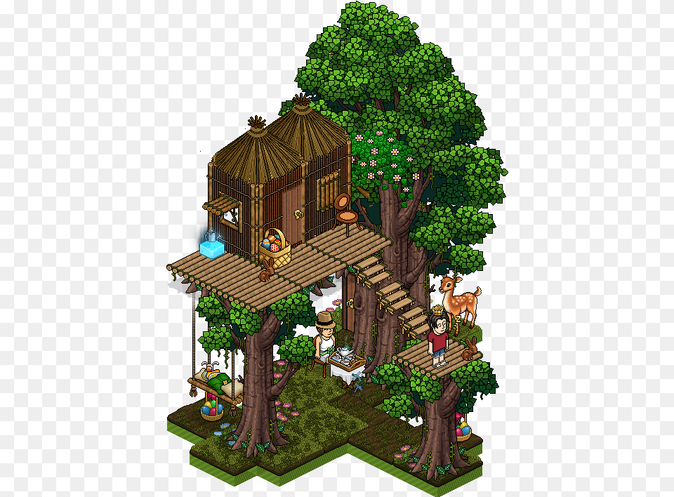 Easter Treehouse Bundle Jungle Habbo, Architecture, Plant, Tree House, Housing Free Png