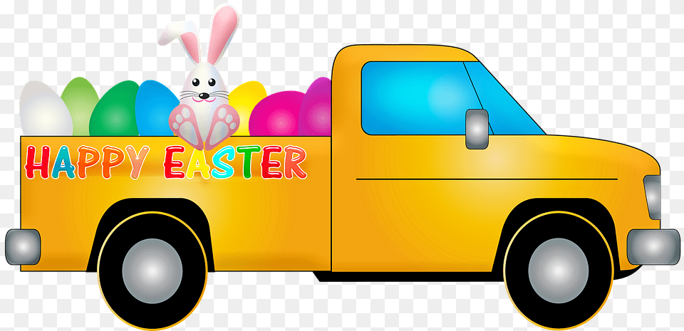 Easter Truck Easter Rabbit Bunny Easter Eggs Easter Truck, Pickup Truck, Transportation, Vehicle, Car Free Png