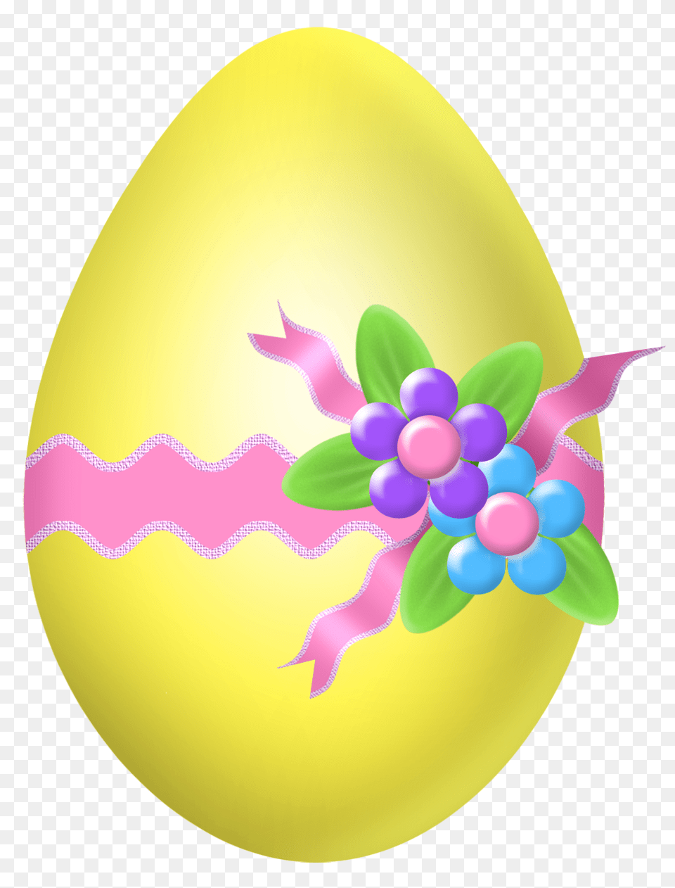 Easter Yellow Egg With Flower Decoration Clipart Picture, Easter Egg, Food Png Image