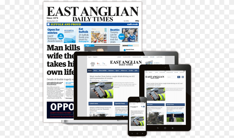 Eastern Daily Press Newspaper Times From Print To Online Edition, Phone, Computer, Electronics, Mobile Phone Free Png