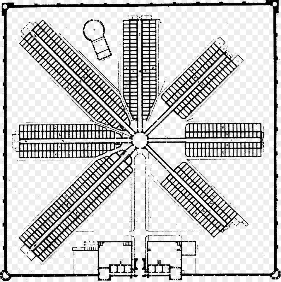 Eastern State Penitentiary Floor Plan 1836 Eastern State Penitentiary Plan, Chart, Diagram, Plot, Machine Free Transparent Png