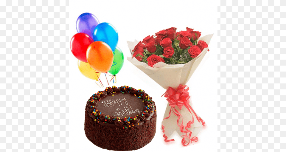 Easy Chocolate Birthday Cake Designs, Balloon, Birthday Cake, Cream, Dessert Free Png Download