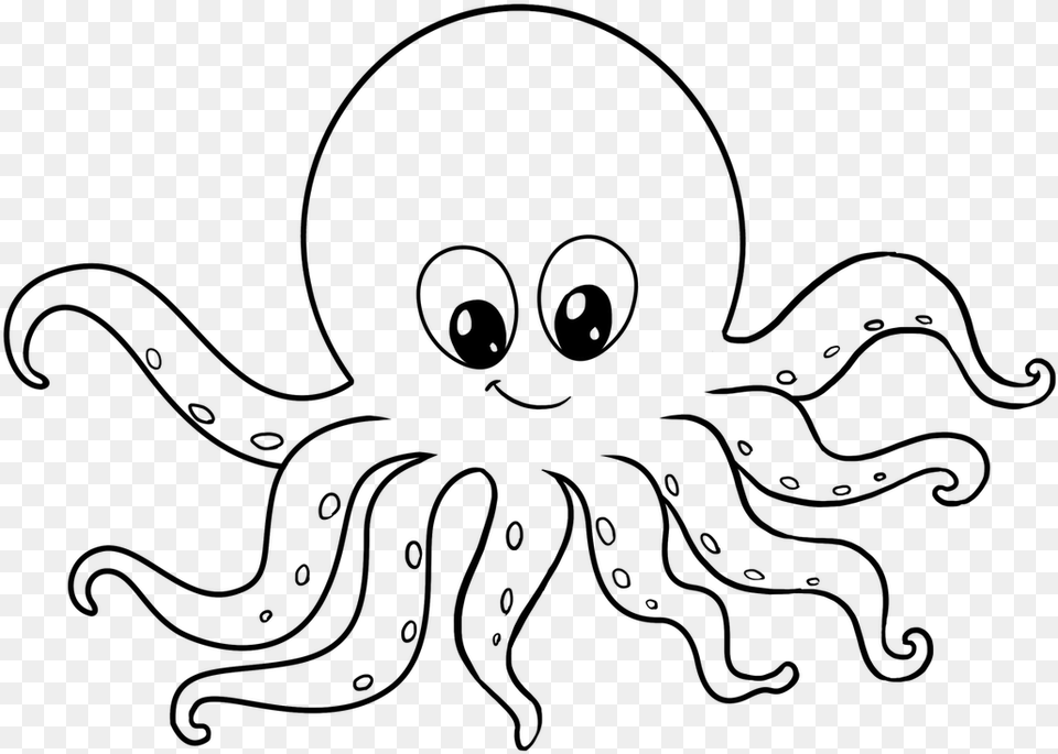 Easy Drawing Guides On Twitter Learn How To Draw A Octopus Drawing, Gray Free Png Download