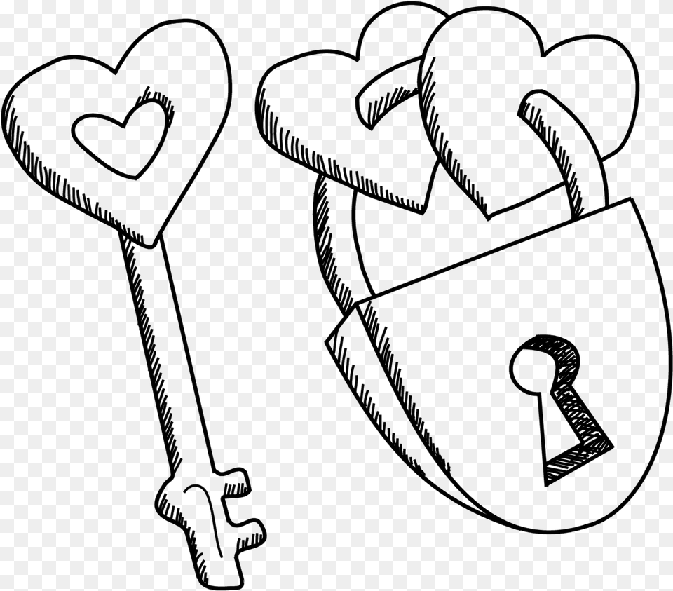 Easy Heart And Lock Drawings Drawing Picture Easy Hearts, Key Png Image