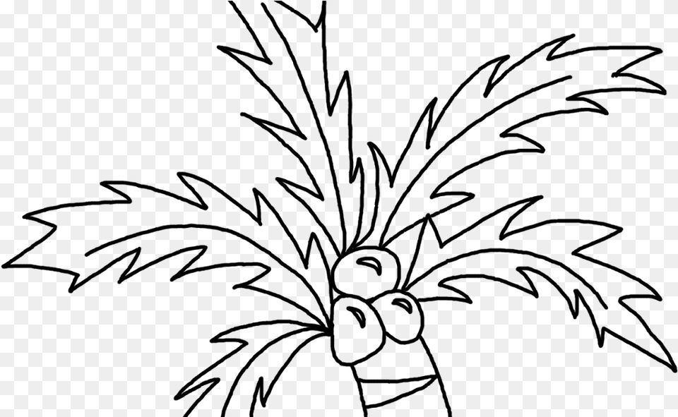 Easy Simple Coconut Tree Drawing, Gray Png