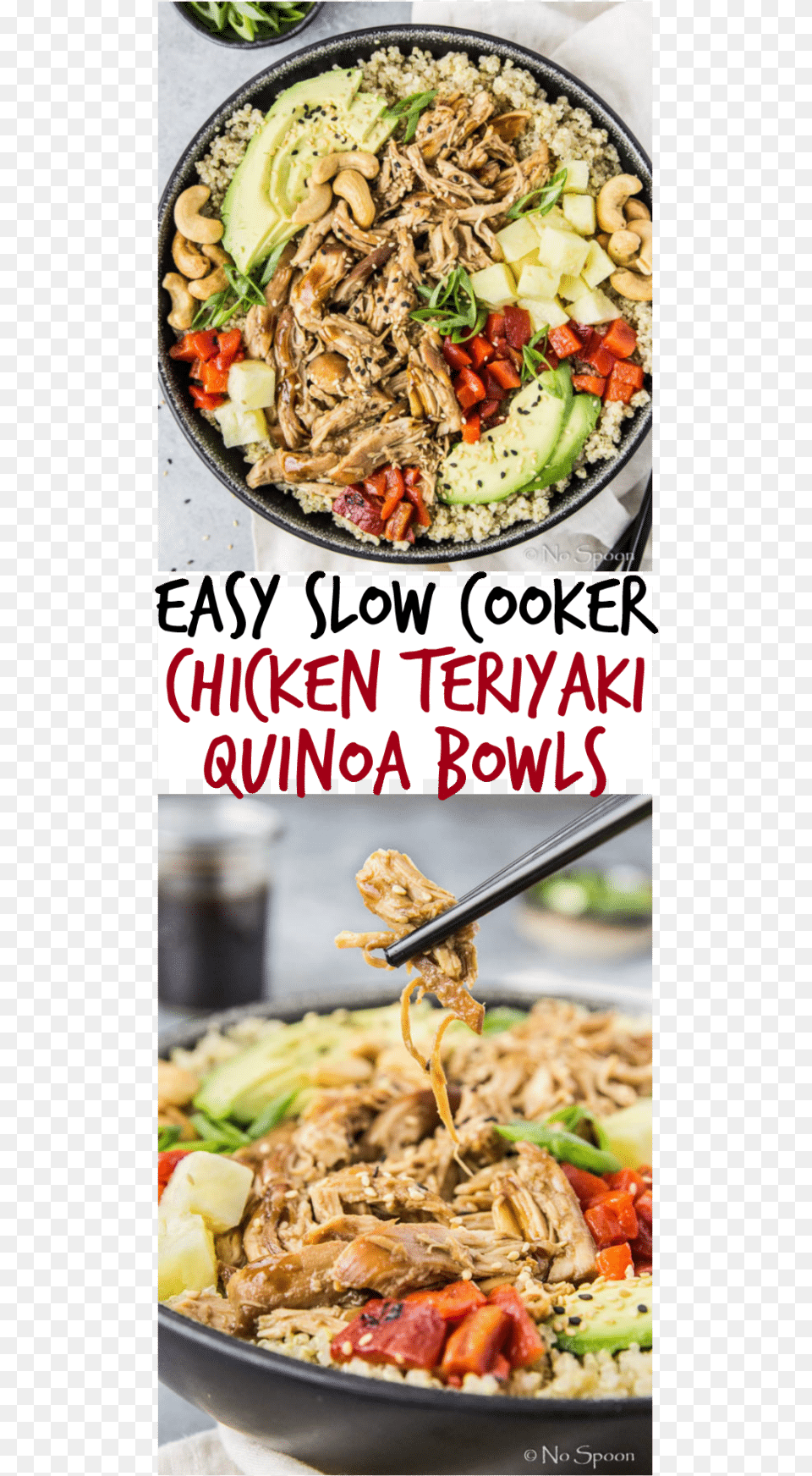 Easy Slow Cooker Chicken Teriyaki Quinoa Bowls Long Side Dish, Food, Lunch, Meal, Noodle Png