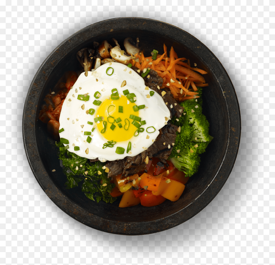 Easy Steps To Create Your Own Bibimbap Bowl Bibigo Fresh Korean Kitchen, Food, Food Presentation, Plate, Egg Free Png