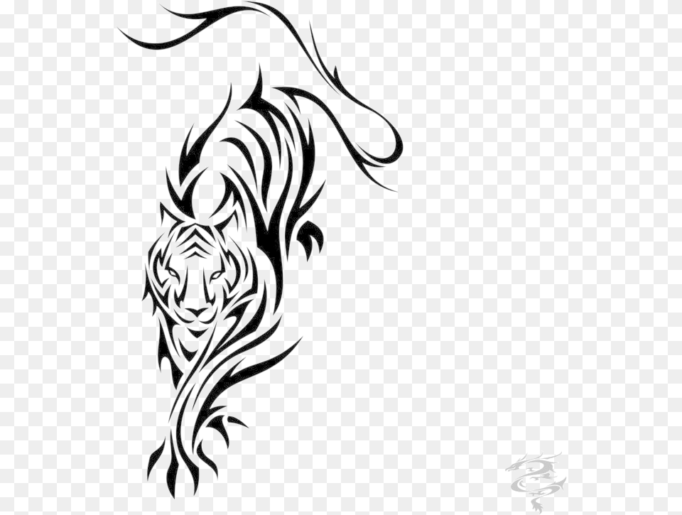 Easy Tiger Tattoos Clipart Tribal Tattoo Transparent Tiger Tattoo, Art, Plant Png Image