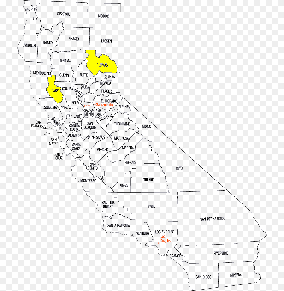 Easy To Use Map Detailing All Ca Counties California County Seat Map, Chart, Plot, Atlas, Diagram Free Png