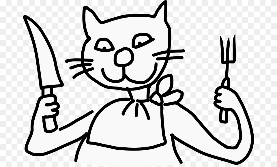 Eat Clipart Cat, Cutlery, Fork, Stencil, Baby Png Image
