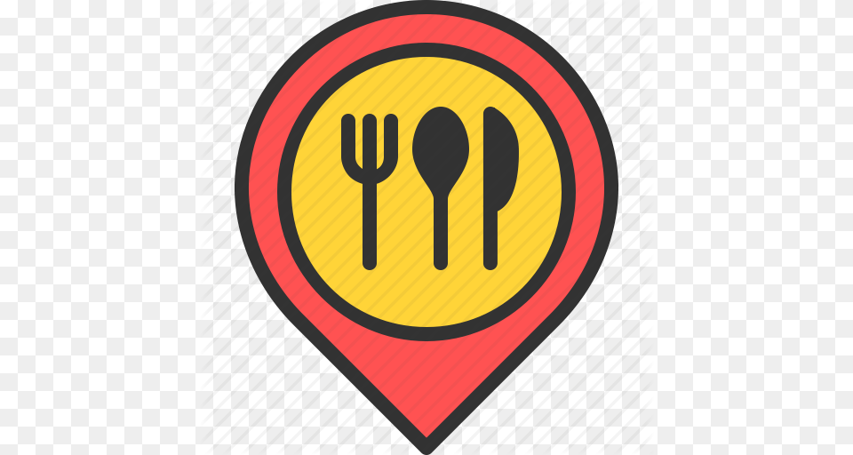 Eat Food Location Map Meal Pin Restaurant Icon, Cutlery, Fork, Spoon, Sign Free Png Download