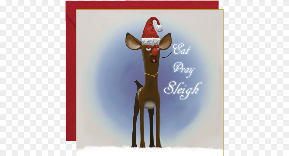 Eat Prey Sleigh Rudolph Christmas Card Deer, Animal, Mammal, Wildlife, Elk Png Image