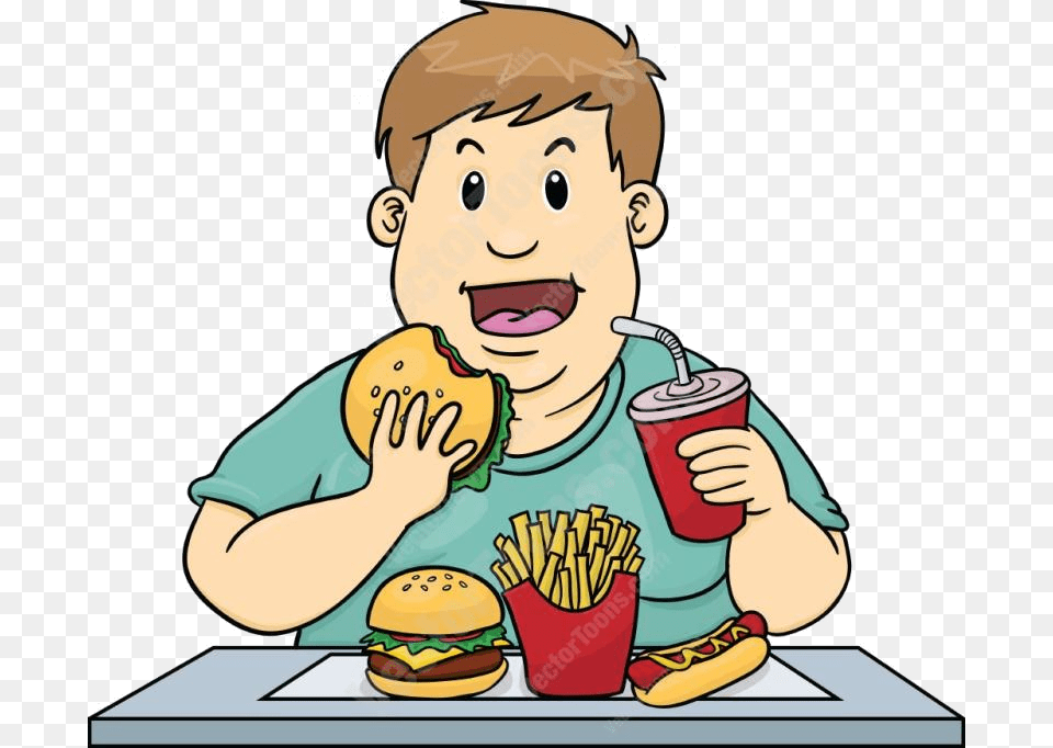 Eating Food Clipart Preview Of Transparent Eating Junk Food Clipart Black And White, Burger, Baby, Person, Face Png Image