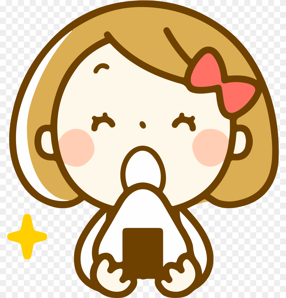 Eating Onigiri Cartoon Eating Onigiri, Baby, Person, Animal, Cattle Free Png Download