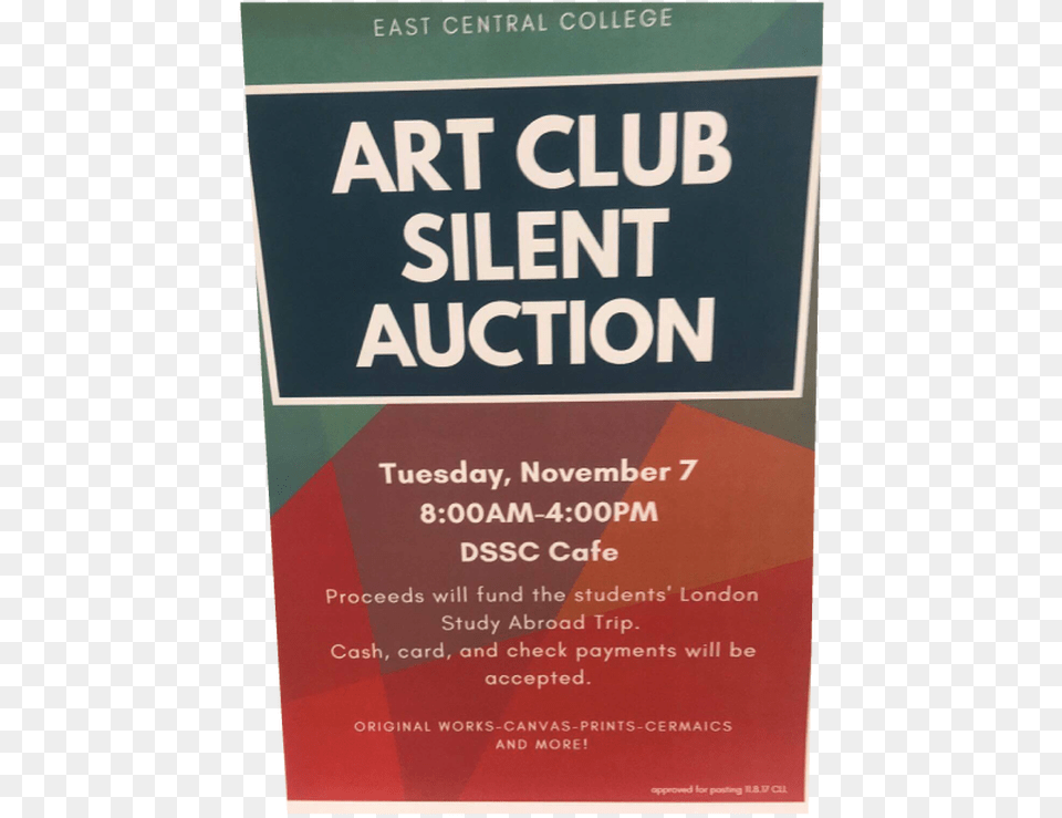 Ecc Art Students Host Art Sale To Raise Funds For Study Sign, Advertisement, Poster, Book, Publication Free Transparent Png