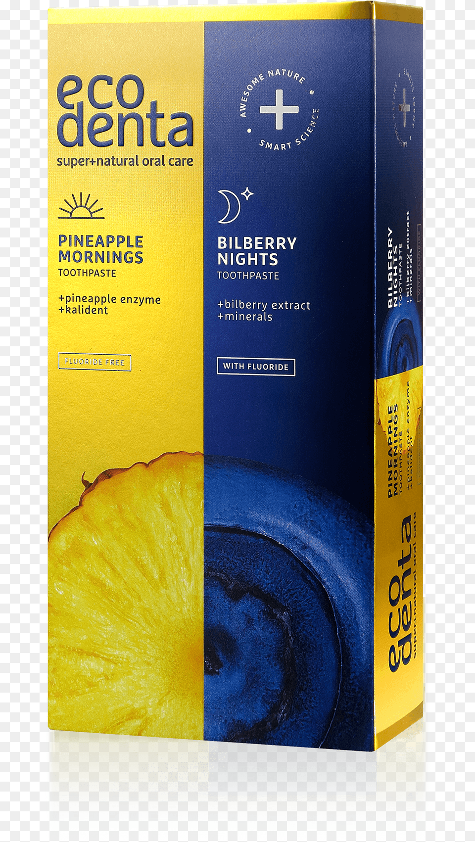 Ecodenta Pineapple Mornings And Bilberry Nights Toothpastes Toothpaste, Advertisement, Book, Publication, Poster Png