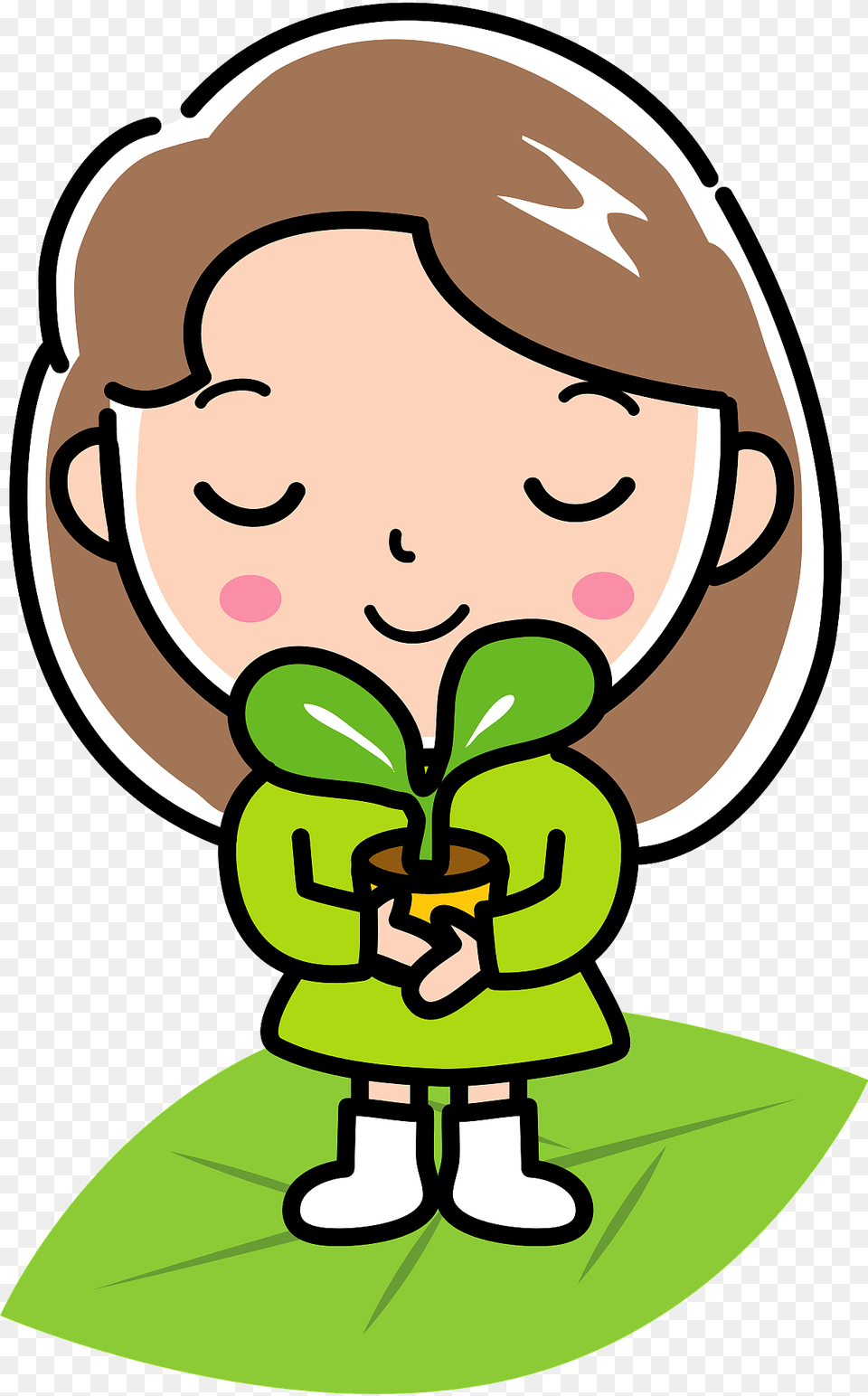 Ecology Girl Is Holding A Sprout Clipart, Face, Head, Person, Smelling Free Transparent Png