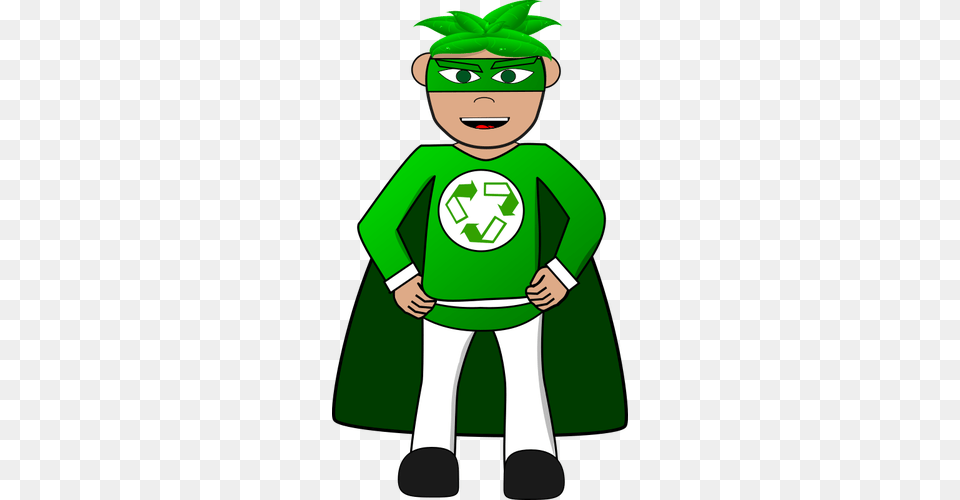 Ecology Superhero, Green, Recycling Symbol, Symbol, Person Png