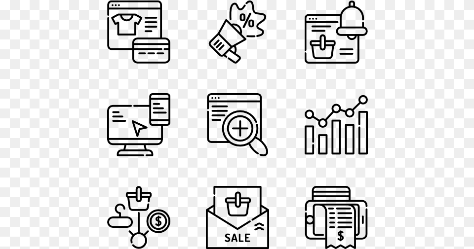 Ecommerce Icons Adobe Vector, Gray Free Png