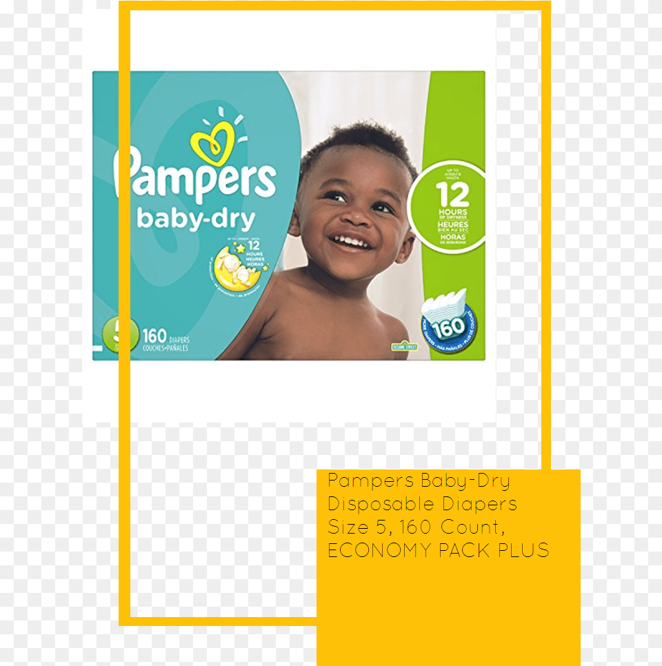 Economy Pack Plus Pampers Baby Dry Disposable Diapers Pampers Baby Dry Size 2 222 Count, Advertisement, Poster, Face, Head Png Image