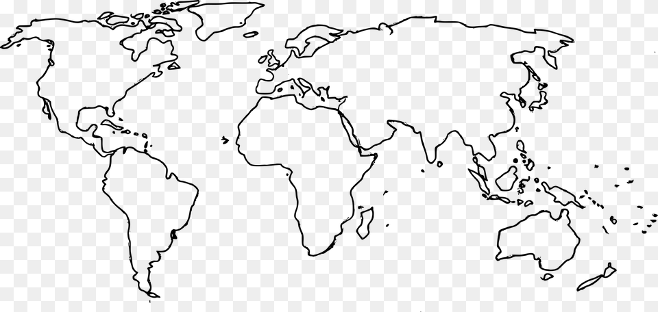 Ecoregion World Map Outline, Gray Png