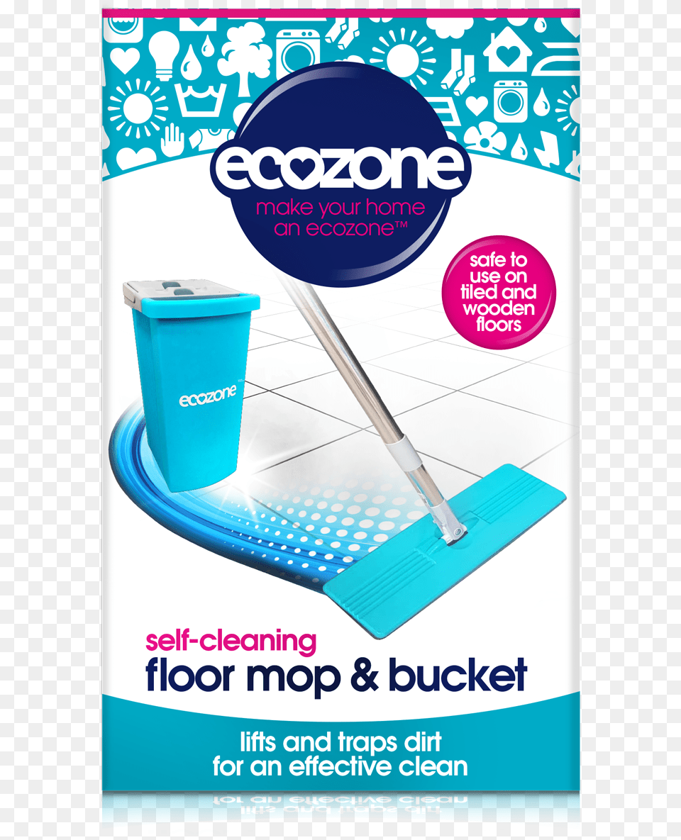 Ecozone Floor Mop Amp Bucket Tablete Za Ienje Pralnega Stroja, Advertisement, Poster, Cleaning, Person Free Transparent Png