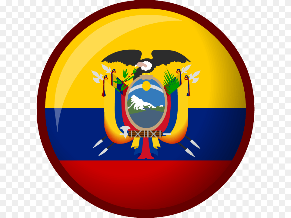 Ecuador Flag Ecuador Circle Flag, Emblem, Symbol, Logo, Animal Png Image