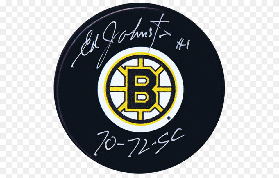 Ed Johnston Boston Bruins Autographed Sc Puck, Text, Blackboard, Symbol Free Png Download