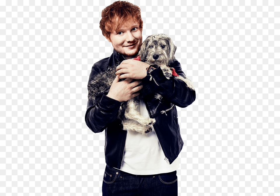 Ed Sheeran Dog And Ed Image Ed Sheeran, Portrait, Jacket, Face, Coat Free Png Download