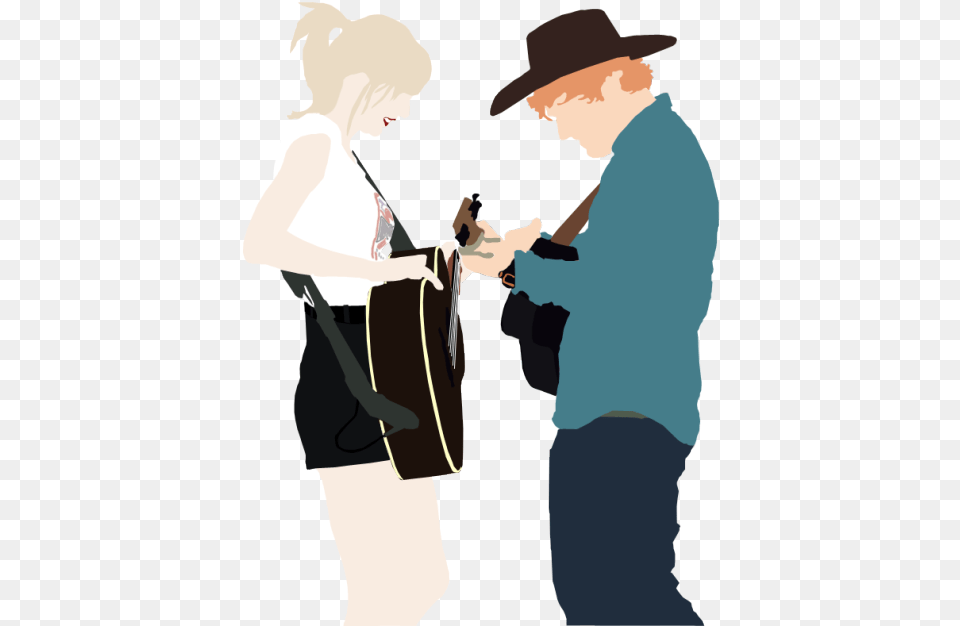 Ed Sheeran With Celebrities Ed Sheeran And Taylor Swift Drawing, Hat, Clothing, Person, Outdoors Png
