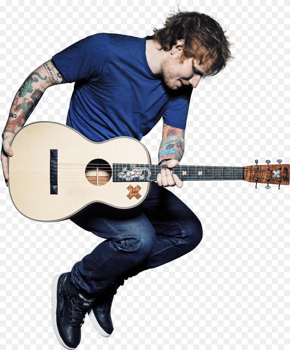 Ed Sheeran With Guitar, Musical Instrument, Adult, Person, Man Free Png Download