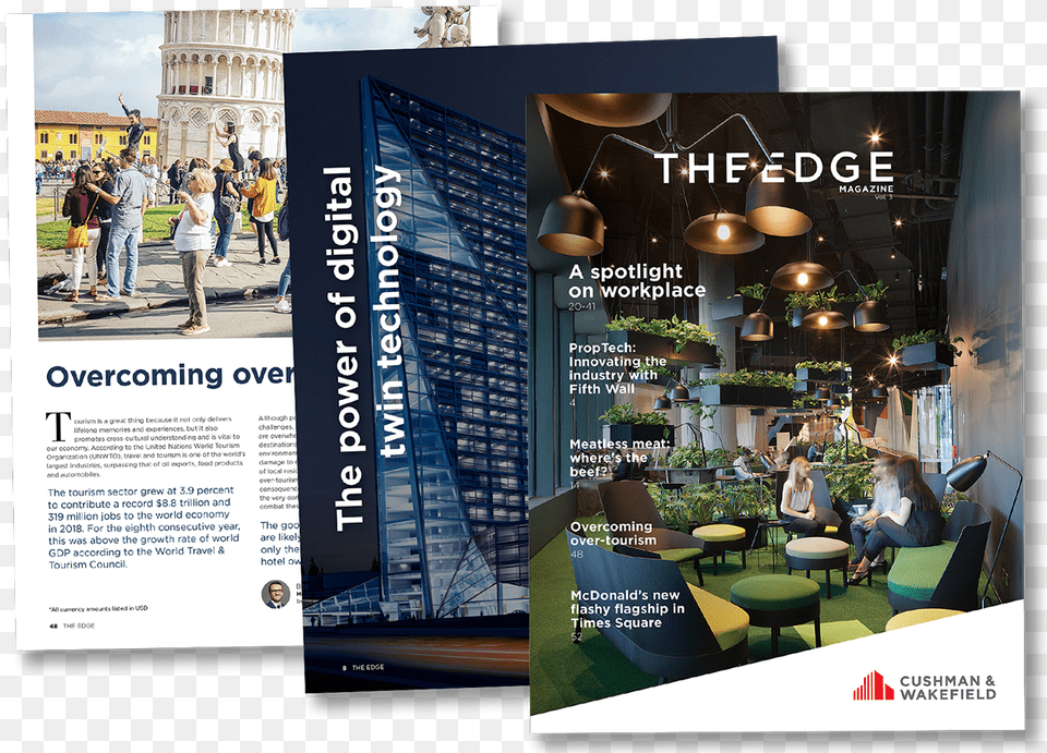 Edge Magazine Cushman Amp Wakefield, Advertisement, Poster, Person, Chair Png Image