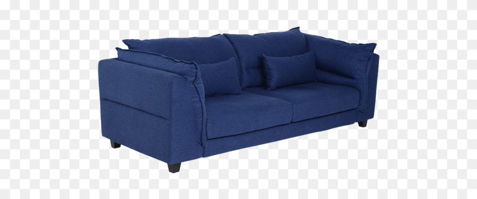 Edge Three Seater Sofa For Living Room In Blue Script Online, Couch, Furniture, Cushion, Home Decor Free Transparent Png