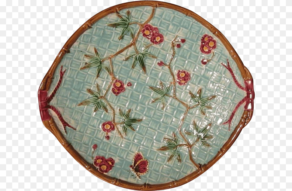 Edged With A Molded Border Of Brown Bamboo Stalks Circle, Art, Pottery, Porcelain, Pattern Png