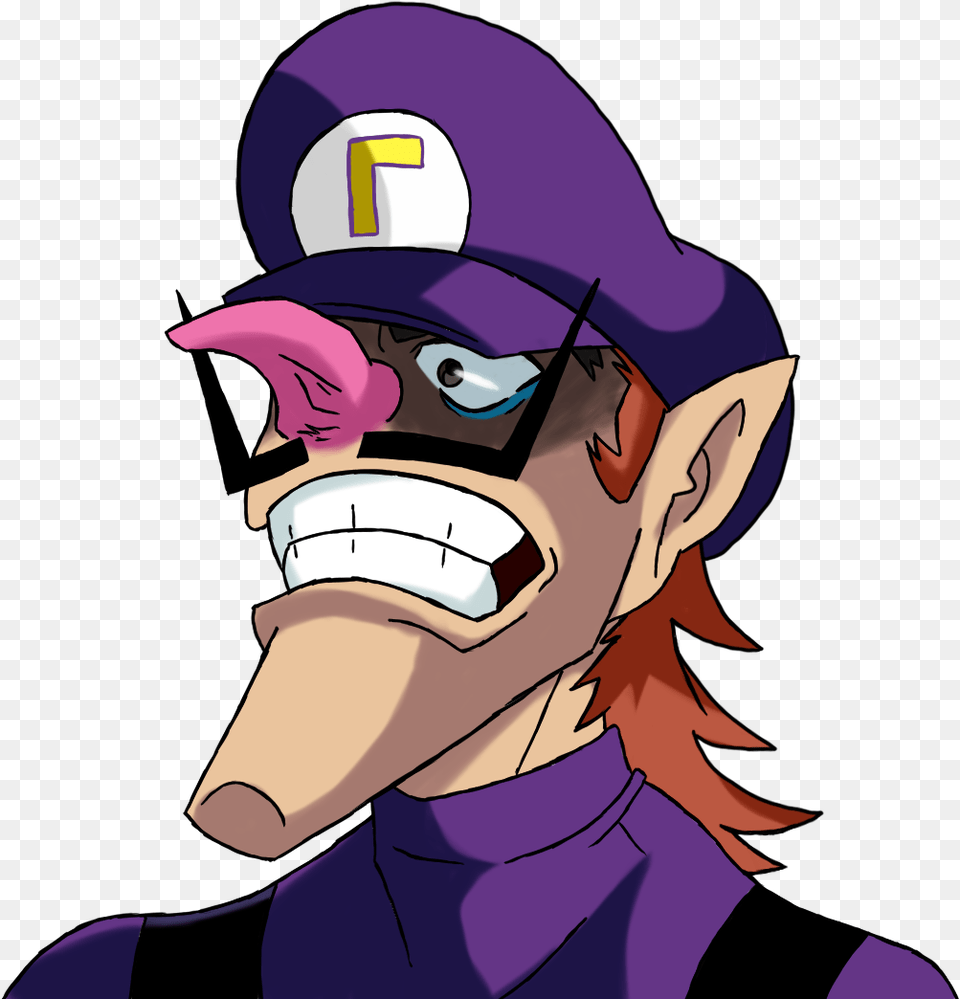 Edgy Anime Waluigi Cartoon, Book, Comics, Person, Publication Png