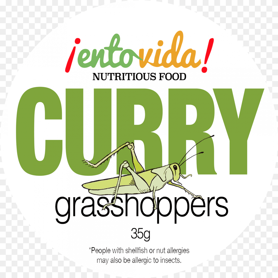 Edible Curry Grasshopper Label, Animal, Insect, Invertebrate Png Image