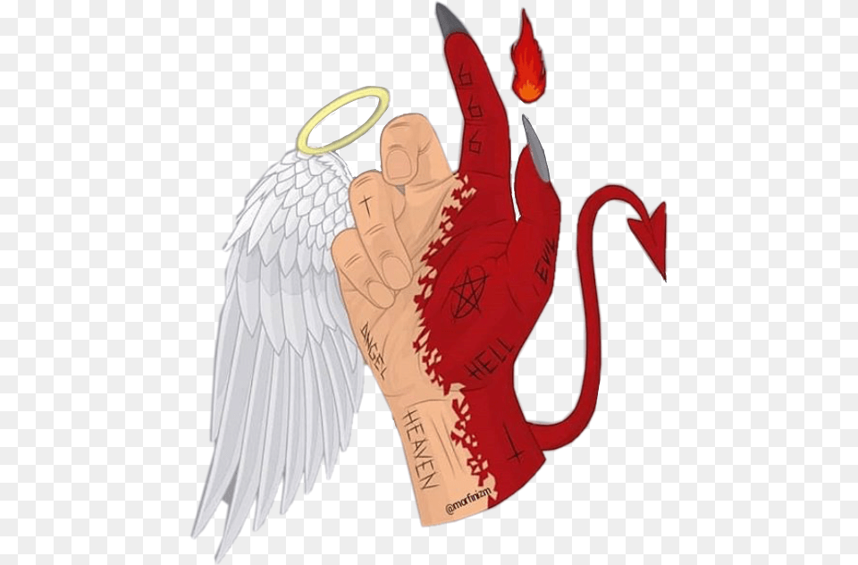 Edit Angel Angelwings Devil Devils Angelgirl Angel And Devil Nails, Clothing, Glove, Body Part, Hand Free Transparent Png