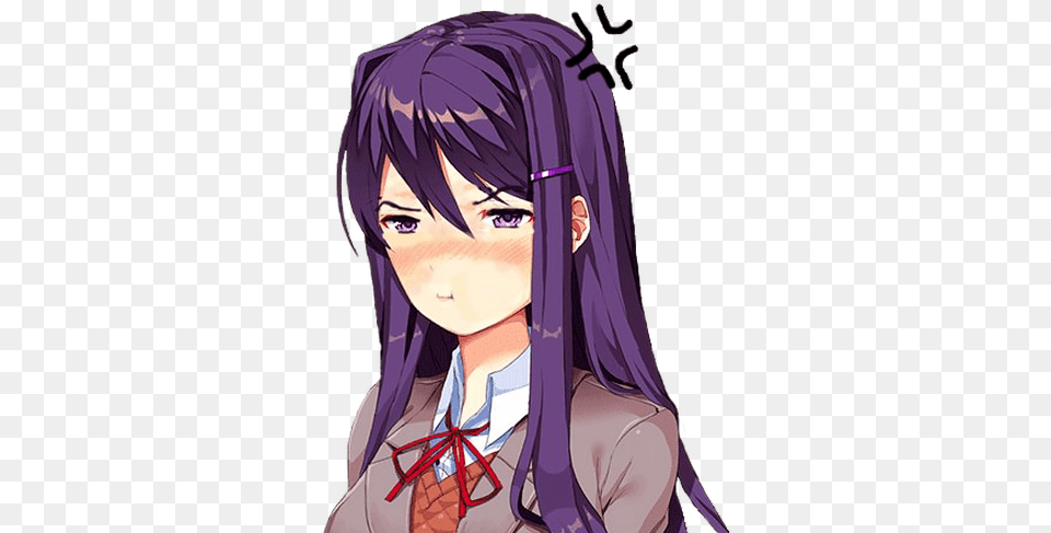 Edit Angery Yuri With Transparent Background Doki Doki Literature Club Yuri, Book, Comics, Publication, Adult Free Png